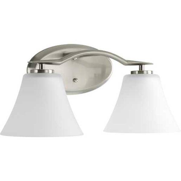 2 Light 120 volt Brushed Nickel Vanity Etched Glass Light Fixture 2
