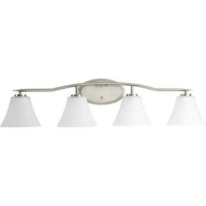 4 Light 120 volt Brushed Nickel Vanity Etched Glass Light Fixture 2