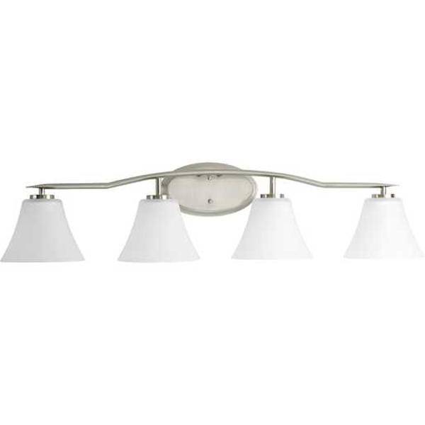 4 Light 120 volt Brushed Nickel Vanity Etched Glass Light Fixture 2