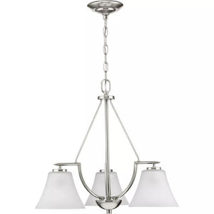 3 Light Brushed Nickel Etched Glass Shade Chandelier Light Fixture 3