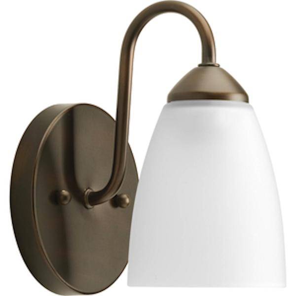 1 Light 120 volt Antique Bronze Vanity Etched Glass Light Fixture 2