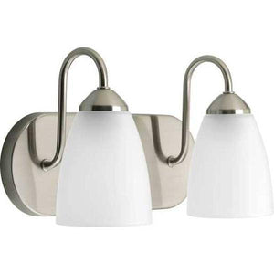 2 Light 120 volt Brushed Nickel Vanity Etched Glass Light Fixture 2