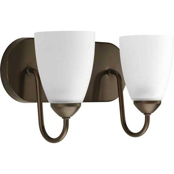 2 Light 120 volt Antique Bronze Vanity Etched Glass Light Fixture 1
