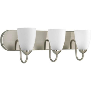 3 Light 120 volt Brushed Nickel Vanity Etched Glass Light Fixture 1