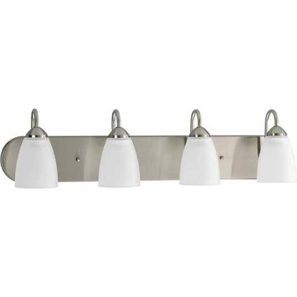 4 Light 120 volt Brushed Nickel Vanity Etched Glass Light Fixture 2