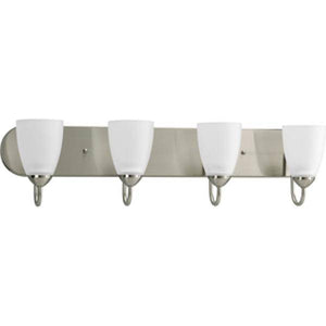 4 Light 120 volt Brushed Nickel Vanity Etched Glass Light Fixture 1