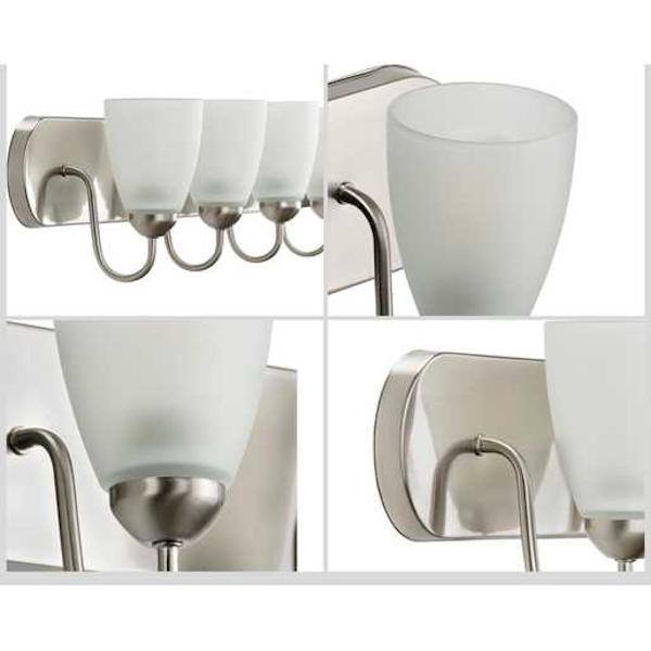 5 Light 120 volt Brushed Nickel Vanity Etched Glass Light Fixture 2