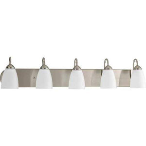 5 Light 120 volt Brushed Nickel Vanity Etched Glass Light Fixture 3