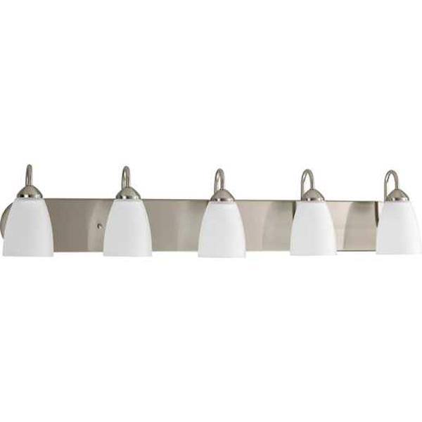 5 Light 120 volt Brushed Nickel Vanity Etched Glass Light Fixture 3