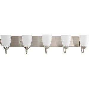 5 Light 120 volt Brushed Nickel Vanity Etched Glass Light Fixture 1