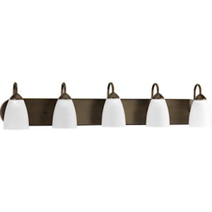5 Light 120 volt Antique Bronze Vanity Etched Glass Light Fixture 2