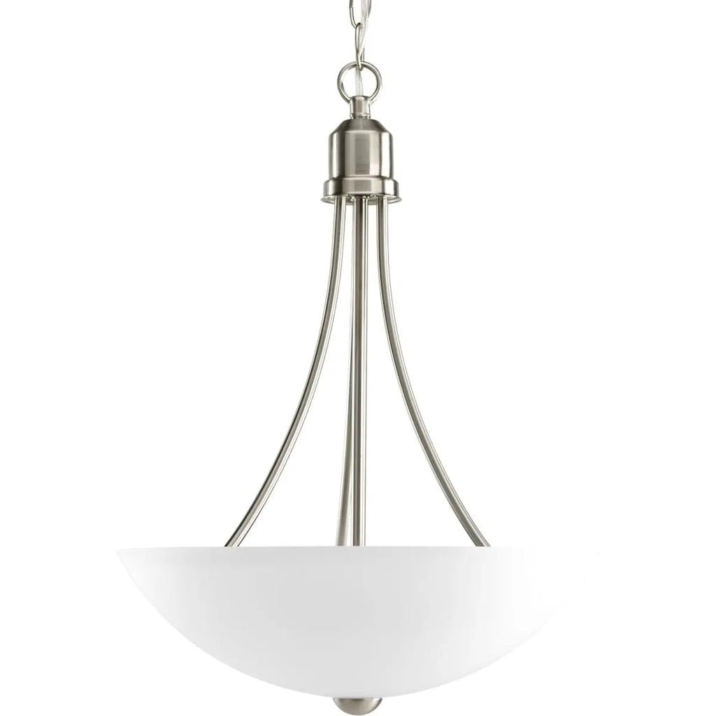 2 Light Brushed Nickel Etched Glass Shade Gather Collection Pendant Light Fixture 1