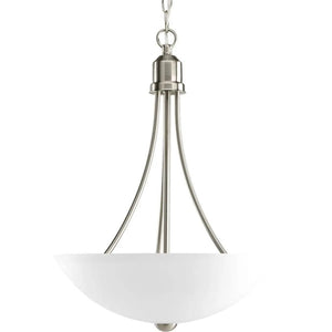 2 Light Brushed Nickel Etched Glass Shade Gather Collection Pendant Light Fixture 1