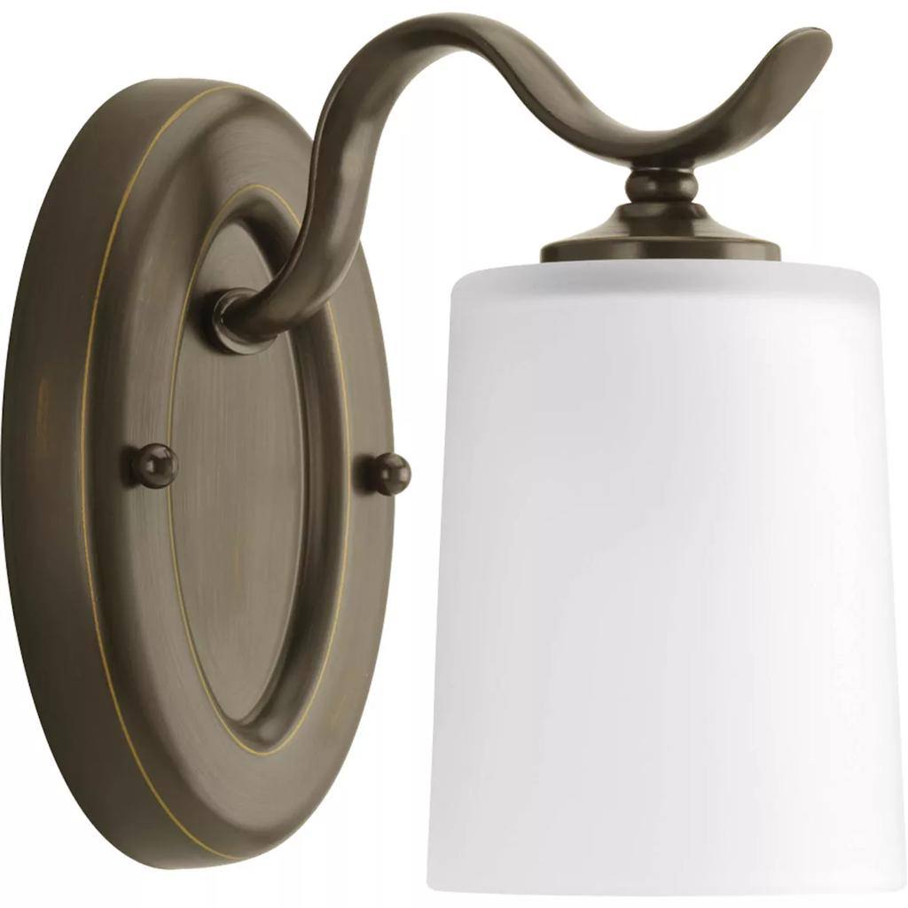 1 Light 120 volt Antique Bronze Vanity Etched Glass Light Fixture 1