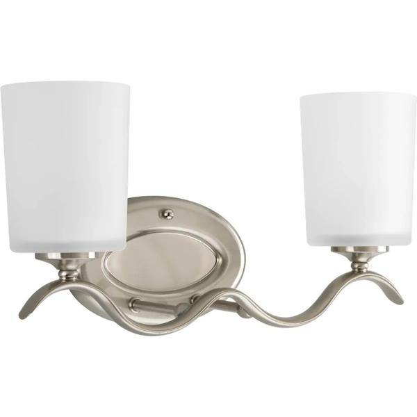 2 Light 120 volt Brushed Nickel Vanity Etched Glass Light Fixture 2