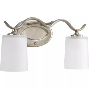 2 Light 120 volt Brushed Nickel Vanity Etched Glass Light Fixture 1