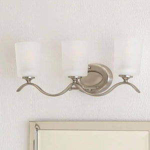 3 Light 120 volt Brushed Nickel Vanity Etched Glass Light Fixture 3