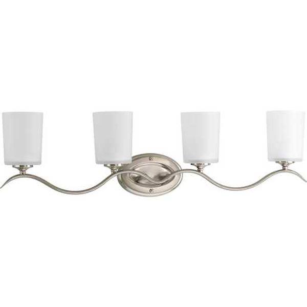 4 Light 120 volt Brushed Nickel Vanity Etched Glass Light Fixture 2