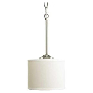 1 Light Brushed Nickel Off-white Linen Shade Mini Pendant Light Fixture 1