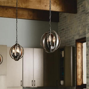 3 Light Antique Bronze Sphere Pendant Light Fixture 4