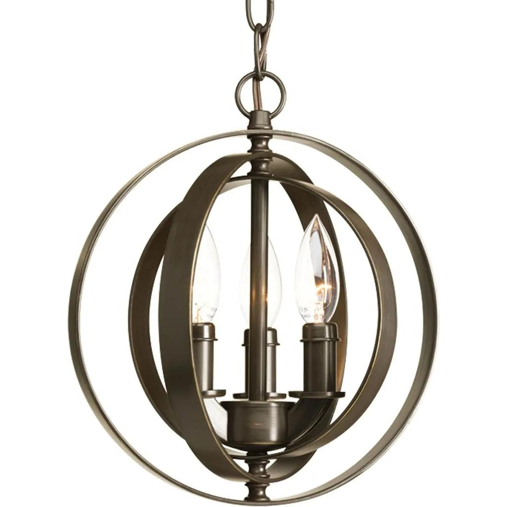 3 Light Antique Bronze Sphere Pendant Light Fixture 1