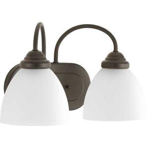 2 Light 120 volt Antique Bronze Vanity Etched Glass Light Fixture 2