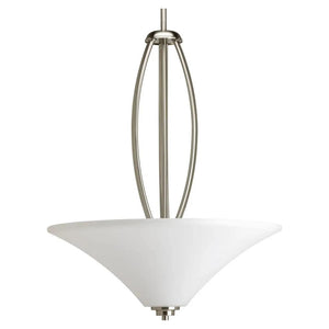 3 Light Brushed Nickel Etched Glass Bowl Pendant Light Fixture 1