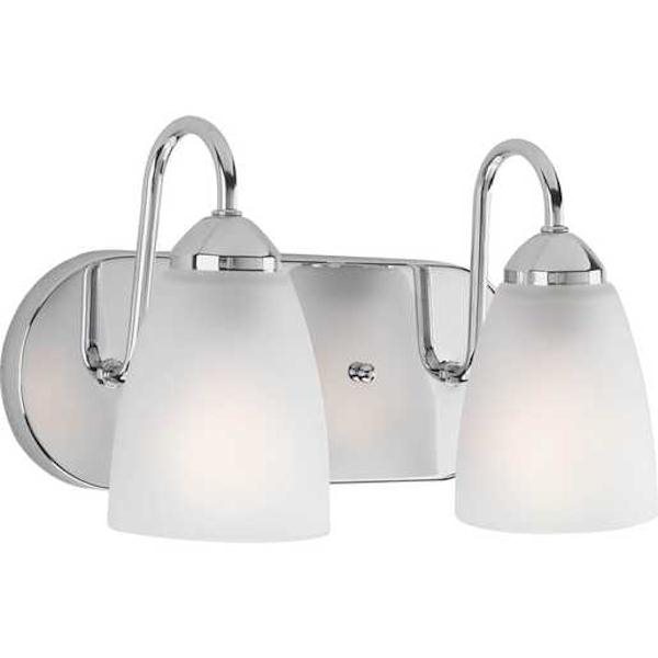 2 Light 120 volt Polished Chrome Vanity Etched Glass Light Fixture 2