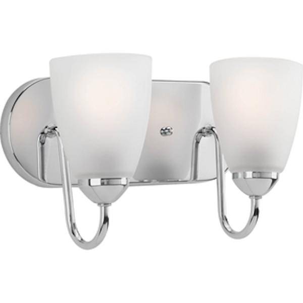 2 Light 120 volt Polished Chrome Vanity Etched Glass Light Fixture 1