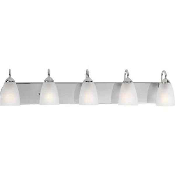 5 Light 120 volt Polished Chrome Vanity Etched Glass Light Fixture 2