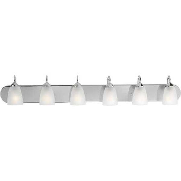 6 Light 120 volt Polished Chrome Vanity Etched Glass Light Fixture 2