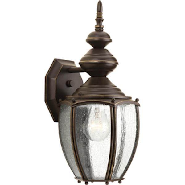 1 Light Antique Bronze with Clear Seeded Glass Medium Wall Light Fixture 1