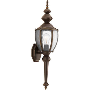 1 Light Antique Bronze with Clear Seeded Glass Medium Wall Light Fixture 1