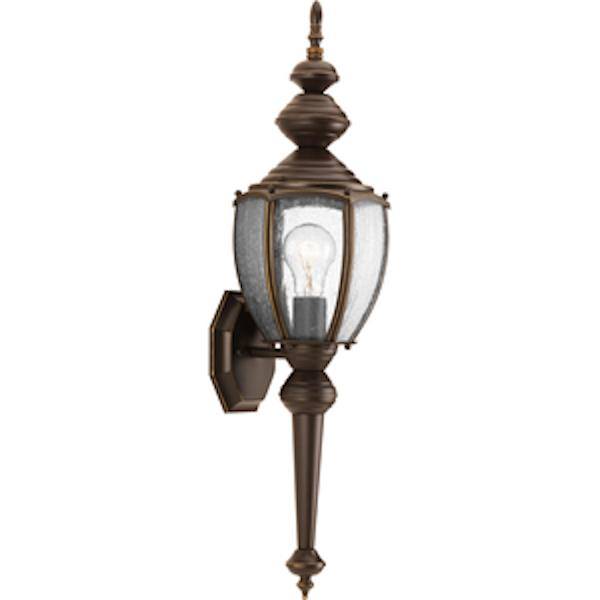 1 Light Antique Bronze with Clear Seeded Glass Medium Wall Light Fixture 1