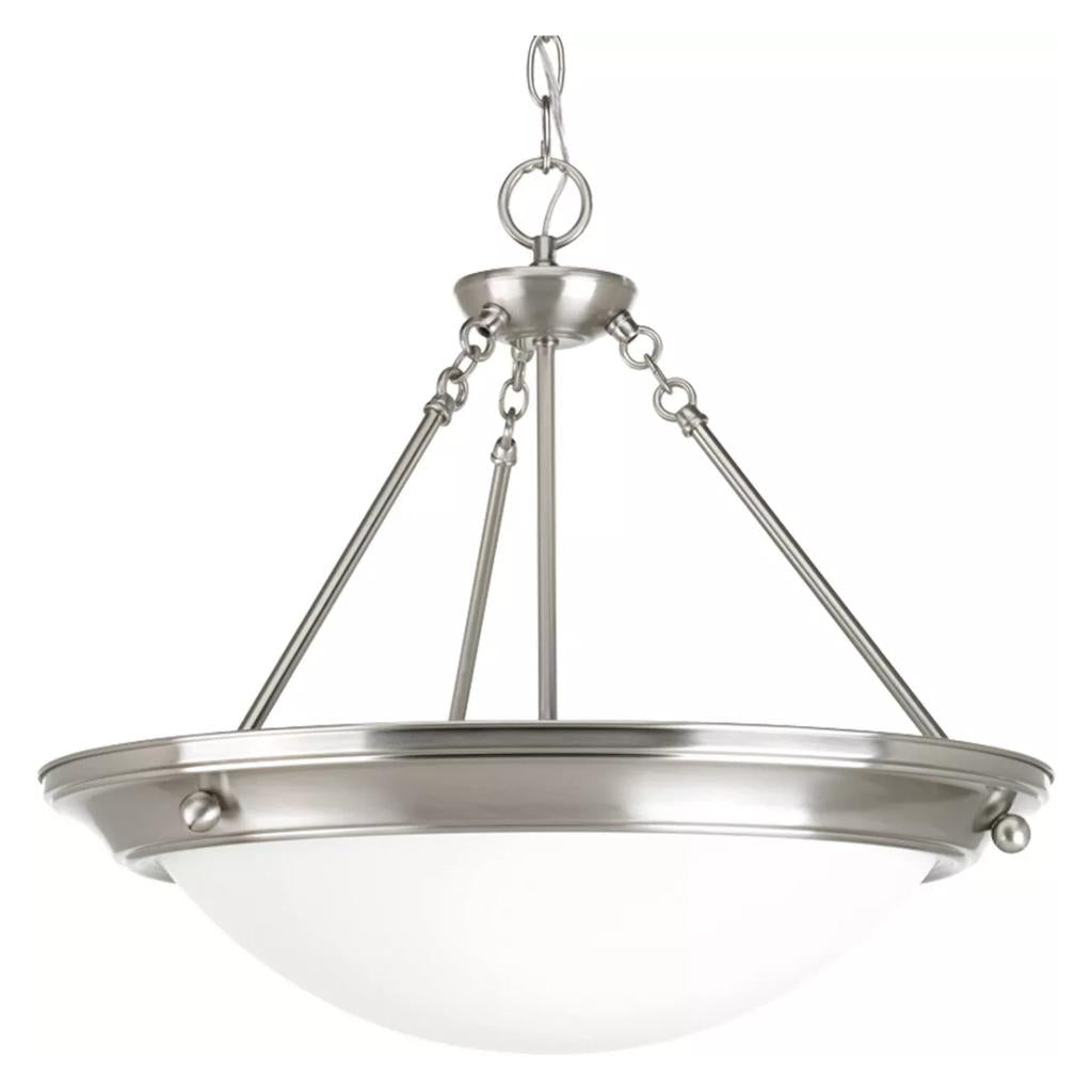 4 Light Brushed Nickel Satin White Glass Shade Pendant Light Fixture 1