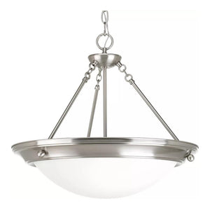 3 Light Brushed Nickel Satin White Glass Shade Pendant Light Fixture 1