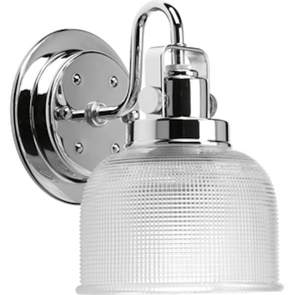 1 Light 120 volt Polished Chrome Vanity Clear Double Prismatic Glass Light Fixture 1