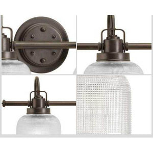 4 Light 120 volt Venetian Bronze Vanity Clear Double Prismatic Glass Light Fixture 2