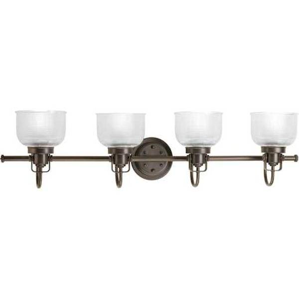 4 Light 120 volt Venetian Bronze Vanity Clear Double Prismatic Glass Light Fixture 3