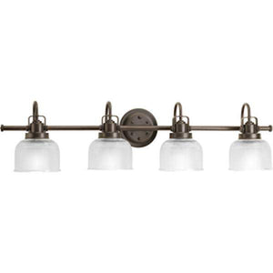 4 Light 120 volt Venetian Bronze Vanity Clear Double Prismatic Glass Light Fixture 1
