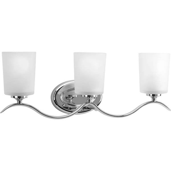 3 Light 120 volt Chrome Vanity Etched Glass Light Fixture 2