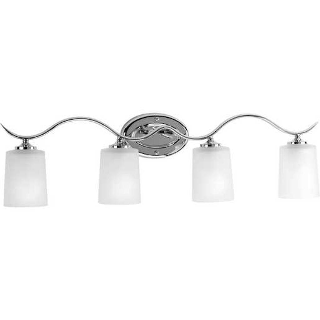 4 Light 120 volt Polished Chrome Vanity Etched Glass Light Fixture 1