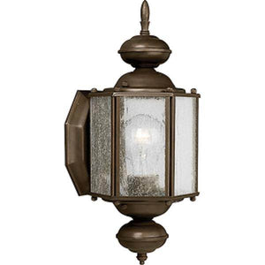 1 Light Antique Bronze with Clear Seeded Glass Wall Light Fixture 2