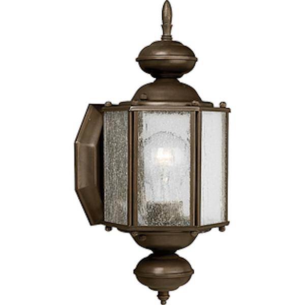 1 Light Antique Bronze with Clear Seeded Glass Wall Light Fixture 2