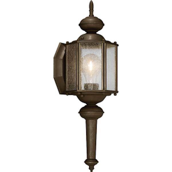 1 Light Antique Bronze with Clear Seeded Glass Wall Light Fixture 1