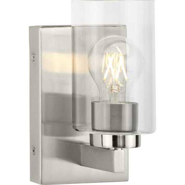 1 Light 120 volt Brushed Nickel Vanity Clear Glass Light Fixture 1