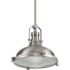 1 Light 17 watt 3000K Natural White Brushed Nickel Fresnel Glass Dimmable LED Pendant Light Fixture 3