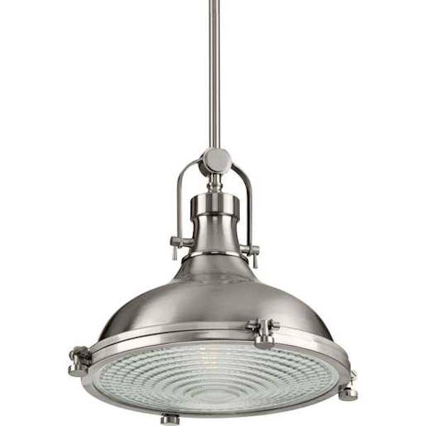 1 Light 17 watt 3000K Natural White Brushed Nickel Fresnel Glass Dimmable LED Pendant Light Fixture 3