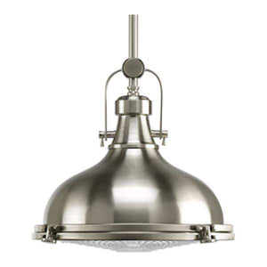 1 Light 17 watt 3000K Natural White Brushed Nickel Fresnel Glass Dimmable LED Pendant Light Fixture 1