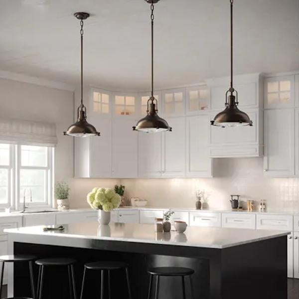 1 Light 17 watt 3000K Natural White Oil Rubbed Bronze Fresnel Glass Dimmable LED Pendant Light Fixture 3